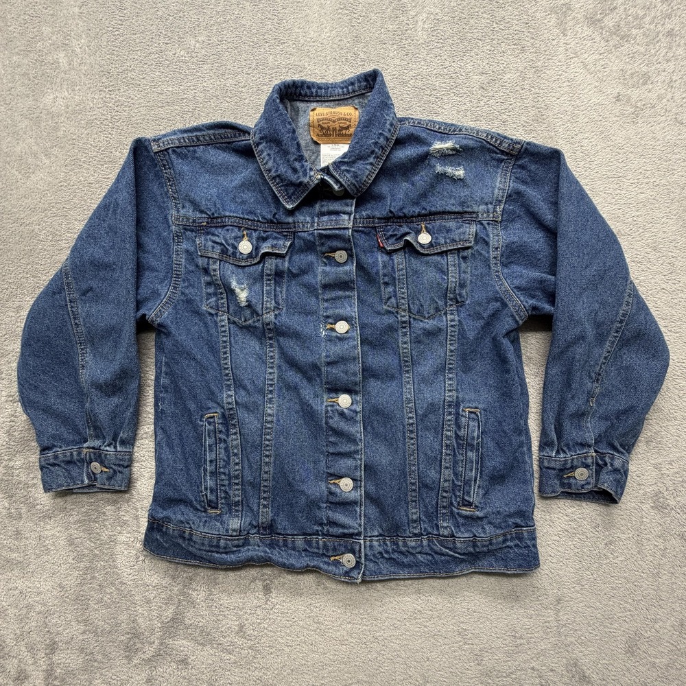 Levi Strauss & Co. Jacket Youth 14-15 Years Blue Denim Button Trucker Pockets